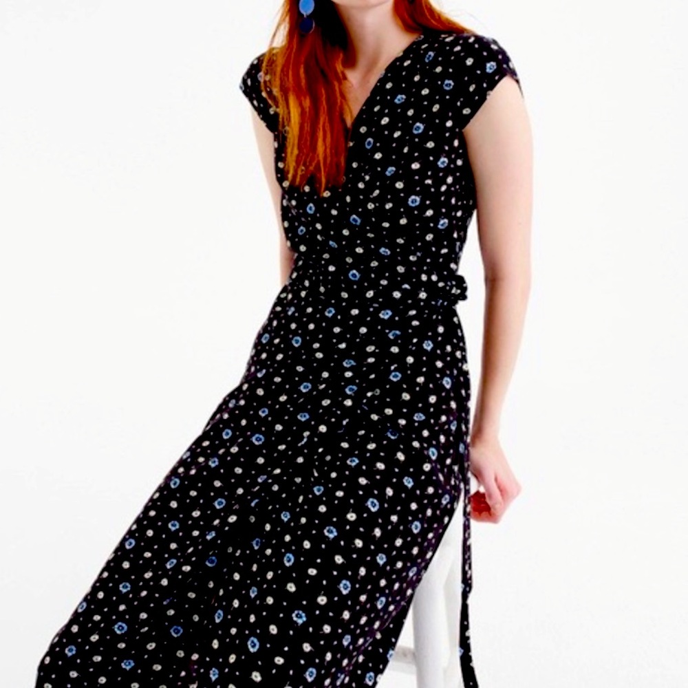 J. Crew Floral Midi Wrap Dress
